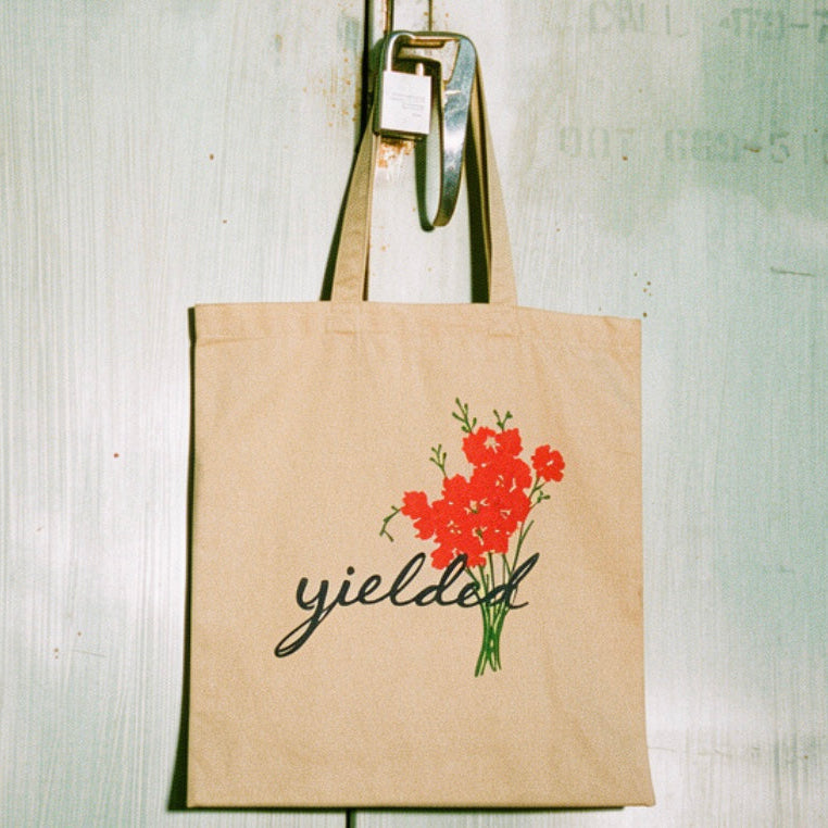 Floral 'Yielded' Canvas Tote