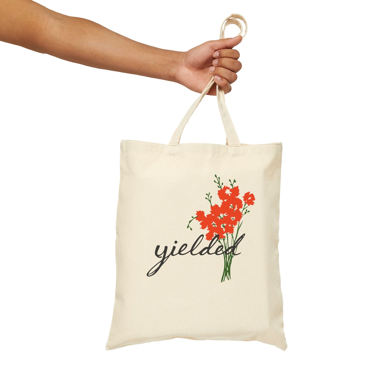 Floral 'Yielded' Canvas Tote