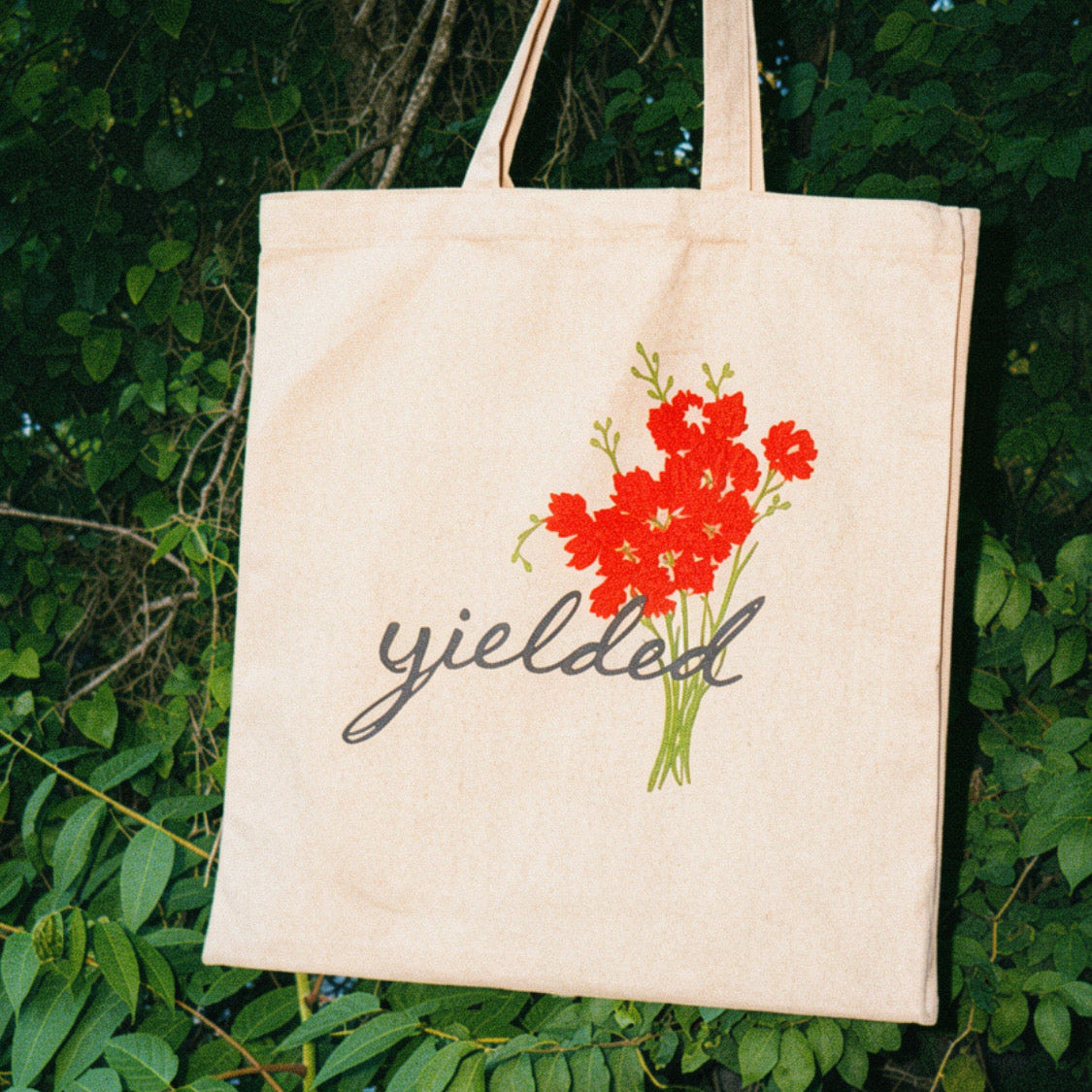 Floral 'Yielded' Canvas Tote
